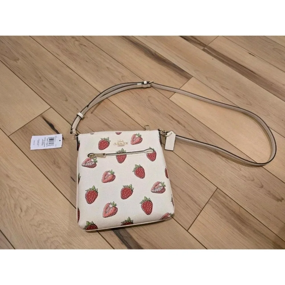 Coach Mini Rowan File Bag With Strawberry Print CAQ09 NWT